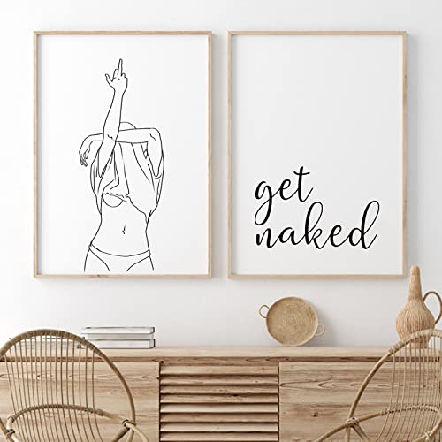 Lustig Get Naked Zitat Druck Schwarz Weiß Sexy Frau Mittelfinger Kunst Leinwand Malerei Poster Home Decor Wandbild Für Badezimmer/Kein Rahmen Lustig Get Naked Zitat Druck Schwarz Weiß Sexy Frau Mittelfinger Kunst Leinwand Malerei Poster Home Decor Wandbild Für Badezimmer/Kein Rahmen von BROLEO
