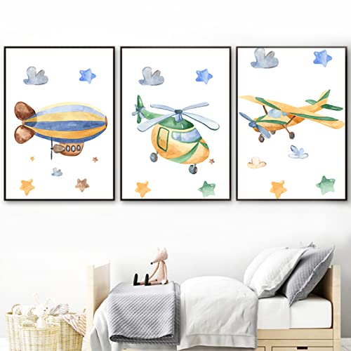 Wandkunst Leinwand Malerei Cartoon Nordic Poster und Drucke Wolke Hubschrauber Bilder für Kinder Jungen Zimmer Dekor/Kein Rahmen von BRoleo