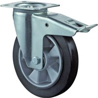 Bs-r Lenkrolle mit Festst., Elastic-Reifen, Alufelge Kugellager, Platte von BS ROLLEN