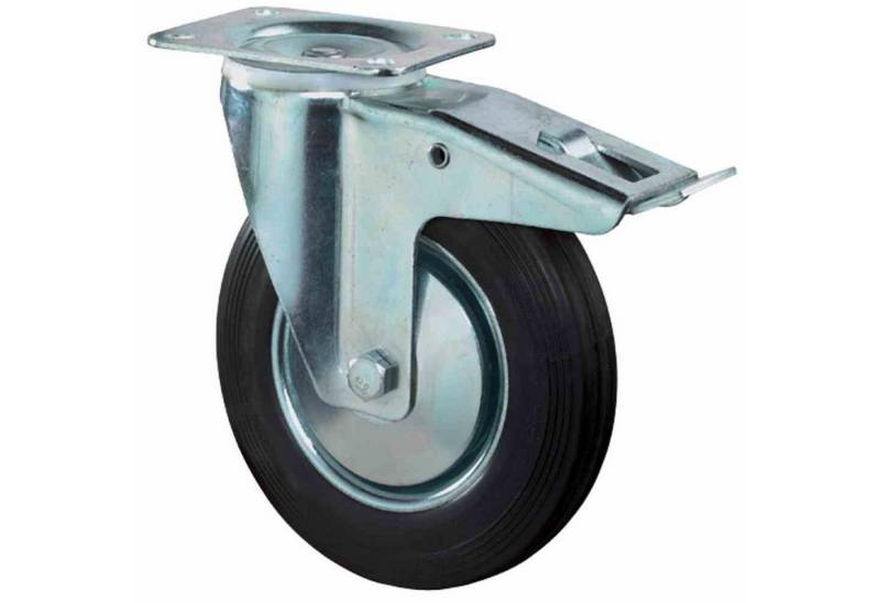 BS Rollen GmbH Möbelrolle Lenkrollen Gummi 80mm mit Feststeller 115x85mm 50kg Tragfähigkeit Rad von BS Rollen GmbH