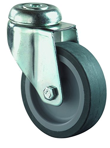 BS Rollen A101.A80.075 Apparaterolle, Lenkrolle, Ø 75 mm, Rückenloch, Gummirad blaugrau, für harte Böden von BS Rollen