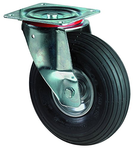 BS Rollen L400.C90.260 Transportrolle, Lenkrolle, Ø 260 mm, Anschraubplatte, Luftrad, Radkörper Stahl, NA von BS Rollen