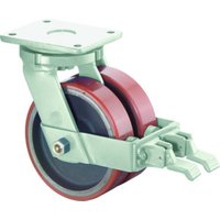 BS Rollen Schwerlastdoppelrolle S120.C10.301 Lenkrolle mit Rad-/Totalfeststeller (Ø 100 + 125 mm Feststeller im Vorlauf), Raddurchmesser 300 mm, von BS Rollen