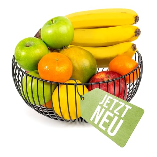 BS Obstkorb – hochwertiger Obstkorb im modernen Stil zur Aufbewahrung von Obst und Gemüse – Obstschale – Brotkorb – Deko für Küche und Haushalt schonend durch weiche Füße (Farbe: Schwarz) von BS