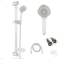 Chrom-Gleitstange, Duschsäule, Fester Duschkopf, Schieber, Handbrause 03416 von BS