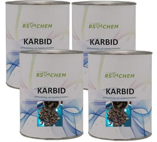 BS24CHEM 4x500gr Karbid 98% Feste Steine langanhaltende WIRKUNGSDAUER (Körnung 5-11) (2 Kg) Synthese von BS24CHEM