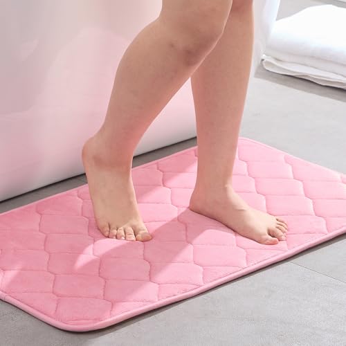 BSAOUTZ Badematte aus Memory-Schaum, weicher Samt, super saugfähig, rutschfest, dicker Badteppich für Badezimmer, WC, Dusche, Maschinenwäsche und Badewanne, 40,6 x 61 cm, Rosa BSAOUTZ Badematte aus Memory-Schaum, weicher Samt, super saugfähig, rutschfest, dicker Badteppich für Badezimmer, WC, Dusche, Maschinenwäsche und Badewanne, 40,6 x 61 cm, Rosa von BSAOUTZ