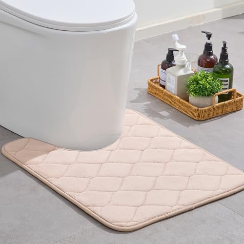 BSAOUTZ Memory Foam U-förmiger Toiletten-Badteppich, Kommodus-Konturteppich, weich, super Wasseraufnahme, rutschfest, dicker Badezimmerteppich für Toilettenboden, Maschinenwäsche, 20 x 24 cm, Beige BSAOUTZ Memory Foam U-förmiger Toiletten-Badteppich, Kommodus-Konturteppich, weich, super Wasseraufnahme, rutschfest, dicker Badezimmerteppich für Toilettenboden, Maschinenwäsche, 20 x 24 cm, Beige von BSAOUTZ