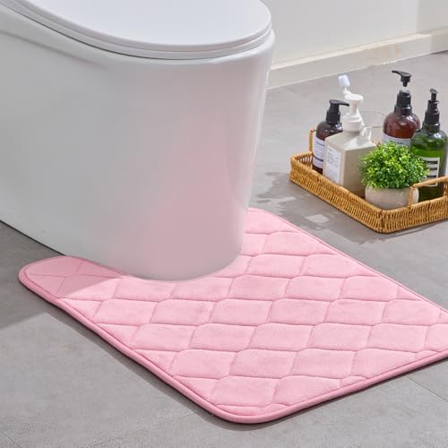 BSAOUTZ Memory Foam U-förmiger Toiletten-Badteppich, Toiletten-Konturteppich, weich, super Wasseraufnahme, rutschfest, dicker Badezimmerteppich für Toilettenboden, Maschinenwäsche, 20 x 24 Rosa BSAOUTZ Memory Foam U-förmiger Toiletten-Badteppich, Toiletten-Konturteppich, weich, super Wasseraufnahme, rutschfest, dicker Badezimmerteppich für Toilettenboden, Maschinenwäsche, 20 x 24 Rosa von BSAOUTZ