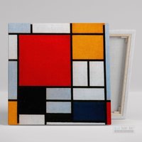 Abstrakte Wandkunst, Handgemaltes Öl Auf Leinwand, Bunte Abstrakte Piet Mondrian, Kompositionskunst, Reproduktion, Wohnzimmerwandkunst von BSAReproduction