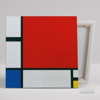 Mondrian Leinwand Kunst Abstrakt Piet Wandkunst Malerei Rot, Blau Und Gelb Komposition Viii Reproduktion Handgemaltes Öl Auf von BSAReproduction