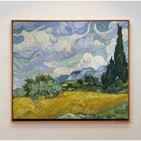 Weizenfeld Mit Zypressen Gemälde Von Vincent Van Gogh 100% Handgemaltes Ölgemälde Auf Leinwand, Van Wandkunst, Meisterwerk Kunst von BSAReproduction