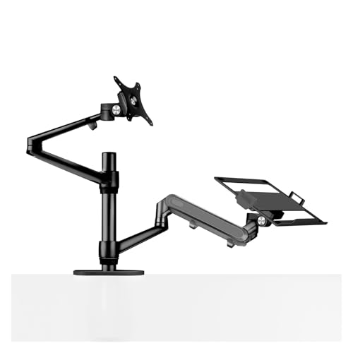 BSAXITHZB Laptop-Ständer, Monitor, Desktop-Kombination, Regal, Dual-Screen-Büroschreibtisch, kann angehoben und abgesenkt Werden(Dark Grey) von BSAXITHZB