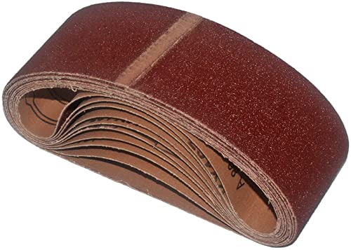 10 Stück HKB ® Schleifbänder, 75 x 533mm, Körnung 40 für Bandschleifmaschinen, Profi-Qualität für verschiedene Oberflächen, feiner und riefenfreier Schliff von BSBe