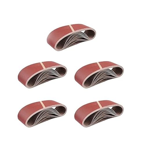 HKB ® 50 Gewebe-Schleifbänder | 75 x 457mm, Körnungen je 40/60/80/120/180 für Bandschleifmaschinen | 50 Stück von BSBe