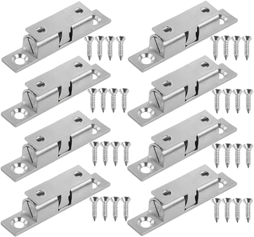 Kugelschnäpper, 60x11mm Doppelkugelschnäpper Silber Doppel Möbel Türschapper für Schränke, Badezimmer, Kleiderschränke, Schubladen (60mm, Silber vernickelt) (1) von BSBe