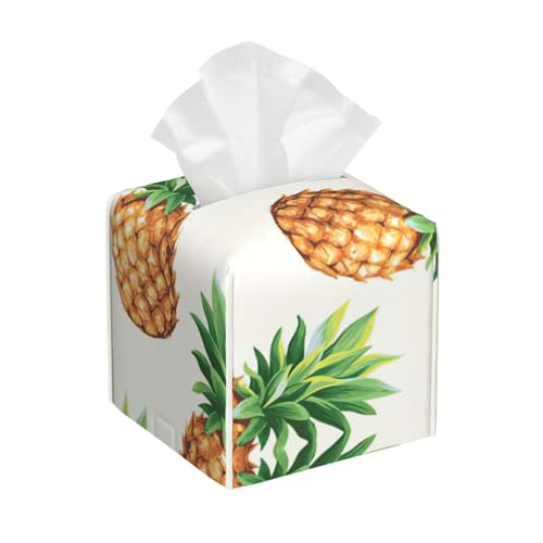 Ananas-Tücherbox-Abdeckung, quadratisch, Taschentuchbox-Halter, quadratischer Taschentuchwürfel, PU-Leder Ananas-Tücherbox-Abdeckung, quadratisch, Taschentuchbox-Halter, quadratischer Taschentuchwürfel, PU-Leder von BSBurui