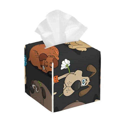 Bulldog Corgi Taschentuchbox-Abdeckung, quadratisch, Taschentuchbox-Abdeckung, quadratisch, aus PU-Leder Bulldog Corgi Taschentuchbox-Abdeckung, quadratisch, Taschentuchbox-Abdeckung, quadratisch, aus PU-Leder von BSBurui