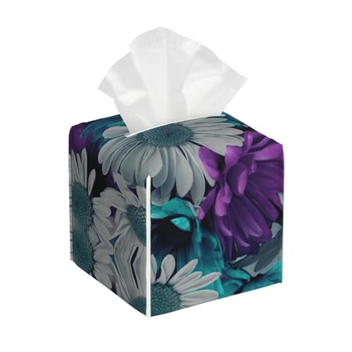 Bunte Blumen-Tücherbox, quadratisch, Taschentuchbox-Abdeckung, quadratisch, aus PU-Leder Bunte Blumen-Tücherbox, quadratisch, Taschentuchbox-Abdeckung, quadratisch, aus PU-Leder von BSBurui