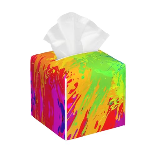 Bunte Spritztücherbox-Abdeckung, quadratisch, Taschentuchbox-Halter, quadratischer Taschentuchbehälter, PU-Leder von BSBurui