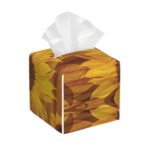 Schöne Sonnenblumen-Taschentuchbox, quadratisch, Taschentuchbox-Abdeckung, quadratisch, aus PU-Leder Schöne Sonnenblumen-Taschentuchbox, quadratisch, Taschentuchbox-Abdeckung, quadratisch, aus PU-Leder von BSBurui