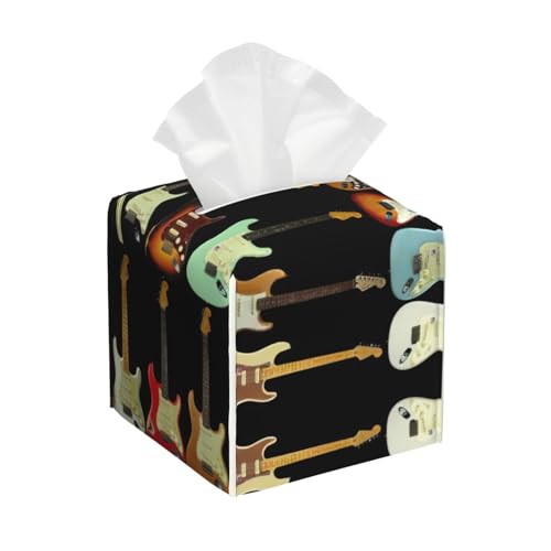 Taschentuchbox-Abdeckung, quadratisch, Kunst-Gitarren-Muster, quadratisch, aus PU-Leder Taschentuchbox-Abdeckung, quadratisch, Kunst-Gitarren-Muster, quadratisch, aus PU-Leder von BSBurui