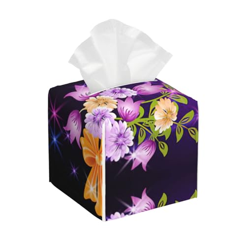 Taschentuchbox-Abdeckung, quadratisch, mit Blumenmuster, quadratisch, aus PU-Leder Taschentuchbox-Abdeckung, quadratisch, mit Blumenmuster, quadratisch, aus PU-Leder von BSBurui