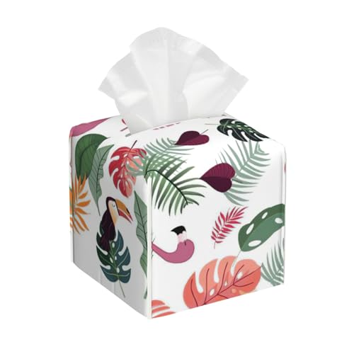 Taschentuchbox mit Faultier im rosa tropischen Dschungel, quadratisch, Taschentuchbox-Abdeckung, quadratisch, aus PU-Leder Taschentuchbox mit Faultier im rosa tropischen Dschungel, quadratisch, Taschentuchbox-Abdeckung, quadratisch, aus PU-Leder von BSBurui