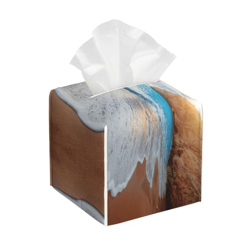 Taschentuchbox mit Wasserrausch zum tropischen Strand, quadratisch, Taschentuchbox, quadratisch, aus PU-Leder Taschentuchbox mit Wasserrausch zum tropischen Strand, quadratisch, Taschentuchbox, quadratisch, aus PU-Leder von BSBurui
