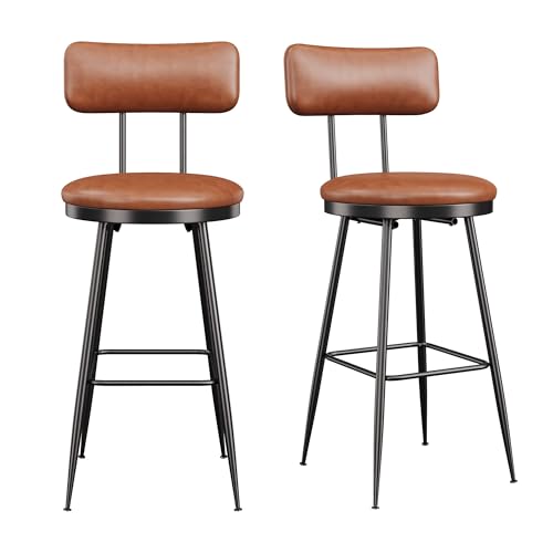 BSCFHCZ Barhocker 2er Set aus PU-Kunstleder, 85.5cm Hoher Barhocker Outdoor, Moderne barhocker,Tresenhocker Bistrohocker für Bar Bistro Café Küche (Braun, 2 Stück) von BSCFHCZ