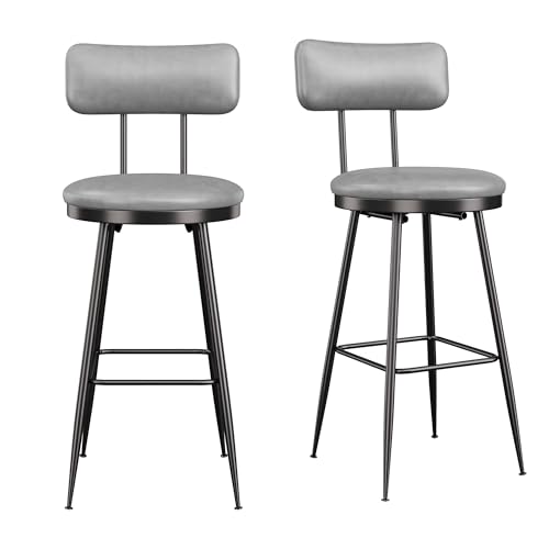 BSCFHCZ Barhocker 2er Set aus PU-Kunstleder, 85.5cm Hoher Barhocker Outdoor, Moderne barhocker,Tresenhocker Bistrohocker für Bar Bistro Café Küche (Dunkelgrau, 2 Stück) von BSCFHCZ