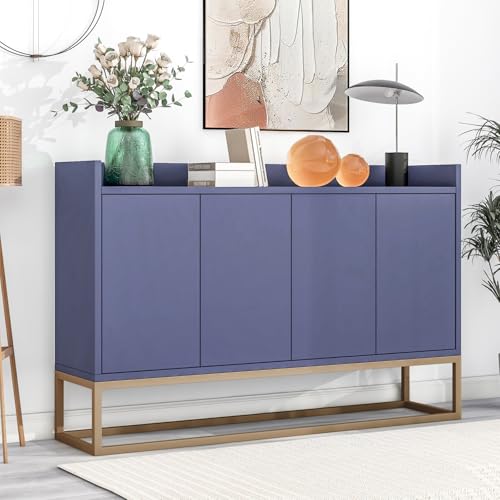 BSCFHCZ Sideboard Kommode 120cm breit,Modernes Buffetschrank Beistellschrank mit viel Stauraum, Küchenschrank Buffetschrank, Aufbewahrungsschrank für Wohnzimmer (Blau) von BSCFHCZ