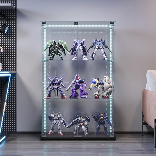 BSCFHCZ Vitrine aus Glas, 78,5 x 35 x 123 cm, Sammlervitrine mit 2 Türen, 3 Regalen, Sammelschrank aus transparentem Hartglas, für Schlafzimmer, Wohnzimmer und Esszimmer (Schwarz B) von BSCFHCZ