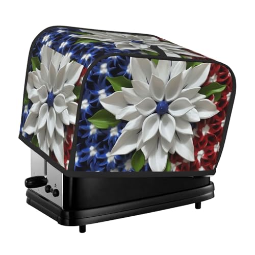 Amerika Patriotische Blumen-Toaster-Abdeckungen, 2 Scheiben, Brotmaschinen-Abdeckungen, gesteppter Toaster, staubdichte Abdeckung, kleine waschbare Geräteabdeckungen, Brotbackmaschine, Schutz für von BSCKKDMN