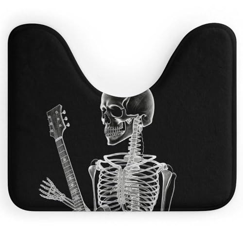 BSCKKDMN Abstrakter Röntgen-Totenkopf-Skelett, spielende Gitarre, WC-Vorleger, U-förmig, ultraweich, super saugfähig, Badezimmerteppich, rutschfeste Mikrofaser, WC-Vorleger, Badezimmer-Bodenmatte BSCKKDMN Abstrakter Röntgen-Totenkopf-Skelett, spielende Gitarre, WC-Vorleger, U-förmig, ultraweich, super saugfähig, Badezimmerteppich, rutschfeste Mikrofaser, WC-Vorleger, Badezimmer-Bodenmatte von BSCKKDMN