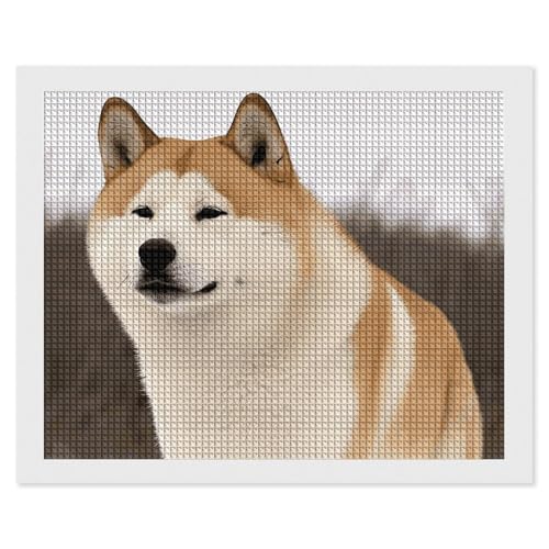 BSCKKDMN Akita Diamond Painting Kits für Erwachsene Diamond Art Kit für Anfänger 5D DIY Full Square Diamond Art Craft Kits für Erwachsene für Home Wall Decor von BSCKKDMN