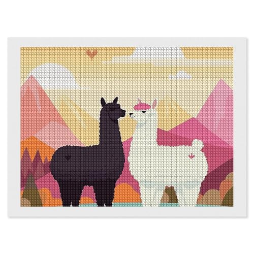 BSCKKDMN Alpakas in Love in The Mountains Diamond Painting Kits for Adults Diamond Art Kit for Beginner 5D DIY Full Square Diamond Art Craft Kits for Adults for Home Wall Decor von BSCKKDMN
