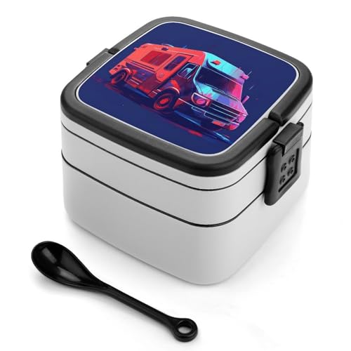 BSCKKDMN Auto Lila Silhouette Bento Box Erwachsene Lunchbox All-in-One Stapelbare Bento Lunchbox mit Fächern Doppelschicht Lunchboxen Auslaufsicher Lunchbox Lunchbehälter für Arbeit Picknick Reisen von BSCKKDMN