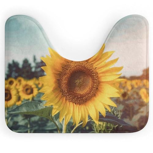 BSCKKDMN Badteppich, Motiv: Sonnenblumen, U-förmig, ultraweich, super saugfähig, rutschfest, Mikrofaser, WC-Vorleger, Badezimmer-Bodenmatte BSCKKDMN Badteppich, Motiv: Sonnenblumen, U-förmig, ultraweich, super saugfähig, rutschfest, Mikrofaser, WC-Vorleger, Badezimmer-Bodenmatte von BSCKKDMN