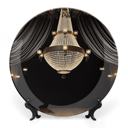 BSCKKDMN Ball Room Kronleuchter aus Knochenporzellan, dekorative Keramikteller mit Präsentationsständer, handgefertigte Keramik-Ornamente, Wandkunst, Dekoration für Zuhause, Küche, Schlafzimmer, 20,3 BSCKKDMN Ball Room Kronleuchter aus Knochenporzellan, dekorative Keramikteller mit Präsentationsständer, handgefertigte Keramik-Ornamente, Wandkunst, Dekoration für Zuhause, Küche, Schlafzimmer, 20,3 von BSCKKDMN