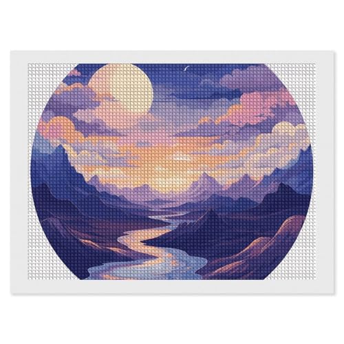 BSCKKDMN Berge und Wolken Diamant Malerei Kits für Erwachsene Diamant Kunst Kit für Anfänger 5D DIY Full Square Diamond Art Craft Kits für Erwachsene für Home Wall Decor von BSCKKDMN