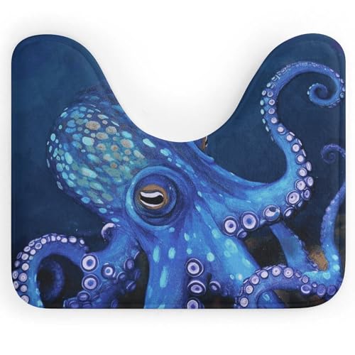 BSCKKDMN Blauer Oktopus-WC-Teppich, U-förmig, ultraweich, super saugfähig, Badezimmerteppich, rutschfeste Mikrofaser, WC-Vorleger, Badezimmer-Bodenmatte BSCKKDMN Blauer Oktopus-WC-Teppich, U-förmig, ultraweich, super saugfähig, Badezimmerteppich, rutschfeste Mikrofaser, WC-Vorleger, Badezimmer-Bodenmatte von BSCKKDMN