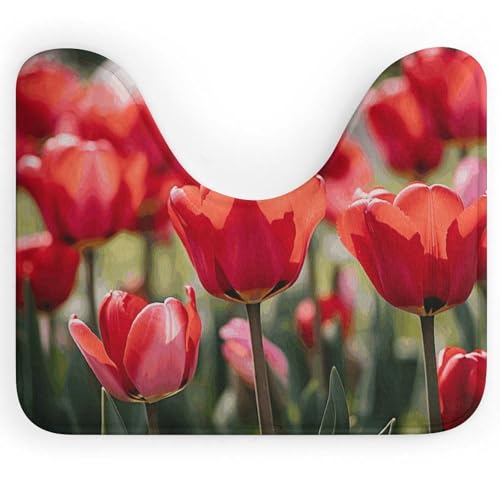 BSCKKDMN Blooming in The Fields WC-Vorleger, U-förmig, ultraweich, super saugfähig, Badezimmerteppich, rutschfeste Mikrofaser, WC-Vorleger, Badezimmer-Bodenmatte von BSCKKDMN