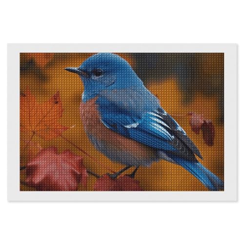 BSCKKDMN Blue Bird and Leaves Diamond Painting Kits for Adults Diamond Art Kit for Beginner 5D DIY Full Square Diamond Art Craft Kits for Adults for Home Wall Decor von BSCKKDMN