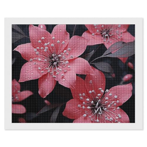 BSCKKDMN Blumen-Diamant-Malerei-Kits für Erwachsene, Diamant-Kunst-Set für Anfänger, 5D-DIY-Vollquadrat-Diamant-Kunst-Bastelsets für Erwachsene für Wanddekoration von BSCKKDMN
