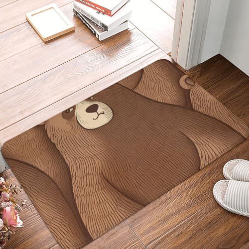 BSCKKDMN Brown Bear Fußmatte für drinnen und draußen, rutschfest, saugfähig, waschbar, Flanell-Badematte, rutschfeste Fußmatten für Küche, Schlafzimmer, Badezimmer, Veranda, Büro, 40,6 x 61 cm BSCKKDMN Brown Bear Fußmatte für drinnen und draußen, rutschfest, saugfähig, waschbar, Flanell-Badematte, rutschfeste Fußmatten für Küche, Schlafzimmer, Badezimmer, Veranda, Büro, 40,6 x 61 cm von BSCKKDMN