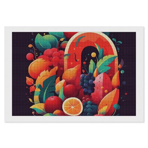 BSCKKDMN Bunte Obst- und Gemüse-Diamant-Malerei-Sets für Erwachsene, Diamant-Kunst-Set für Anfänger, 5D-Diamant-Kunst-Bastelsets für Erwachsene, Wanddekoration von BSCKKDMN