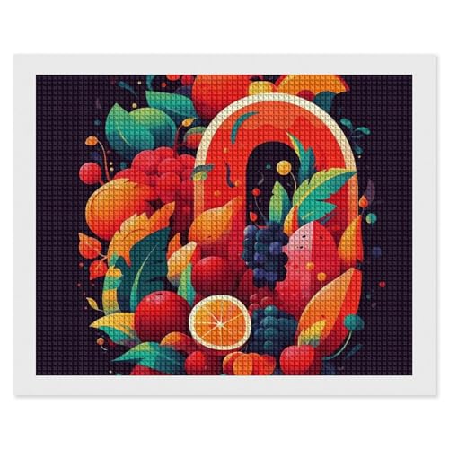 BSCKKDMN Bunte Obst- und Gemüse-Diamant-Malerei-Sets für Erwachsene, Diamant-Kunst-Set für Anfänger, 5D-Diamant-Kunst-Bastelsets für Erwachsene, Wanddekoration von BSCKKDMN