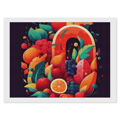 BSCKKDMN Bunte Obst- und Gemüse-Diamant-Malerei-Sets für Erwachsene, Diamant-Kunst-Set für Anfänger, 5D-Diamant-Kunst-Bastelsets für Erwachsene, Wanddekoration von BSCKKDMN