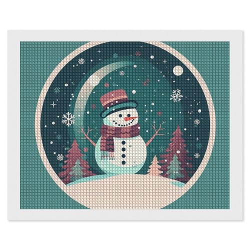 BSCKKDMN Cartoon Niedlicher Schneemann Diamant Malerei Kits für Erwachsene Diamant Kunst Kit für Anfänger 5D DIY Full Square Diamond Art Craft Kits für Erwachsene für Home Wall Decor von BSCKKDMN